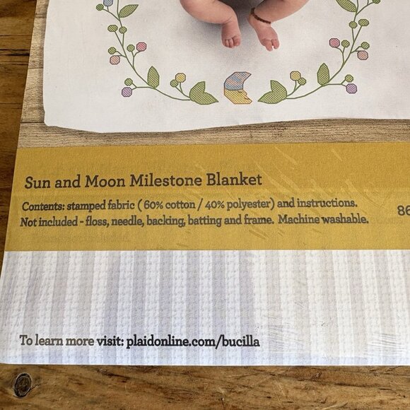 Bucilla Stitchery Kit Baby Milestone Blanket Sun and Moon - Picture 2 of 7